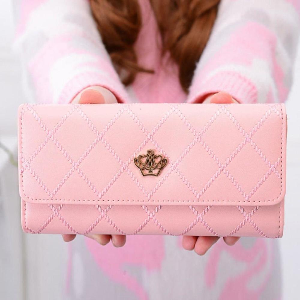 Crown Rhombus Pattern Wallet In Light Pink